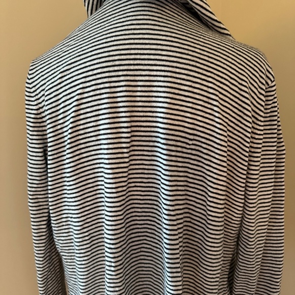 *LOFT* Black x White Striped Hooded Open Front Sweater Size Medium - Picture 5 of 8